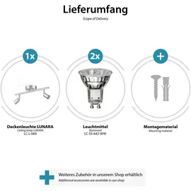 ledscom.de LUNARA 2-flammig Edelstahl chrom matt