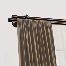 INDEKO Gardinenstange INDEKO "Consul", braun (braun, antik), L:220cm Ø:20mm, Aluminium, Gardinenstangen, Innenlauf Komplett-Set inkl. Gleitern und Montagematerial