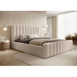 domo-home DomoHome- Boxspringbett Schlafzimmerbett Ideal für Ihr Schlafzimmer – inkl. Bettkasten Größe: 158x225x114 cm, Modell: Mona VII, Farbe: Beige