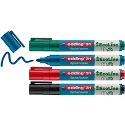 edding 31 Ecoline Flipchart-Marker farbsortiert 1,5 - 3,0 mm, 4 St.