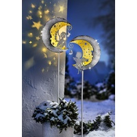 Weltbild LED-Gartenstecker "Engel im Mond" 2er-Set, silber