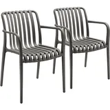 Tectake tectake® Gartenstühle, wetterfest und UV-beständig, rutschfeste Gummischoner, 54,5 x 58 x 80,5 cm, Belastbarkeit 120 kg