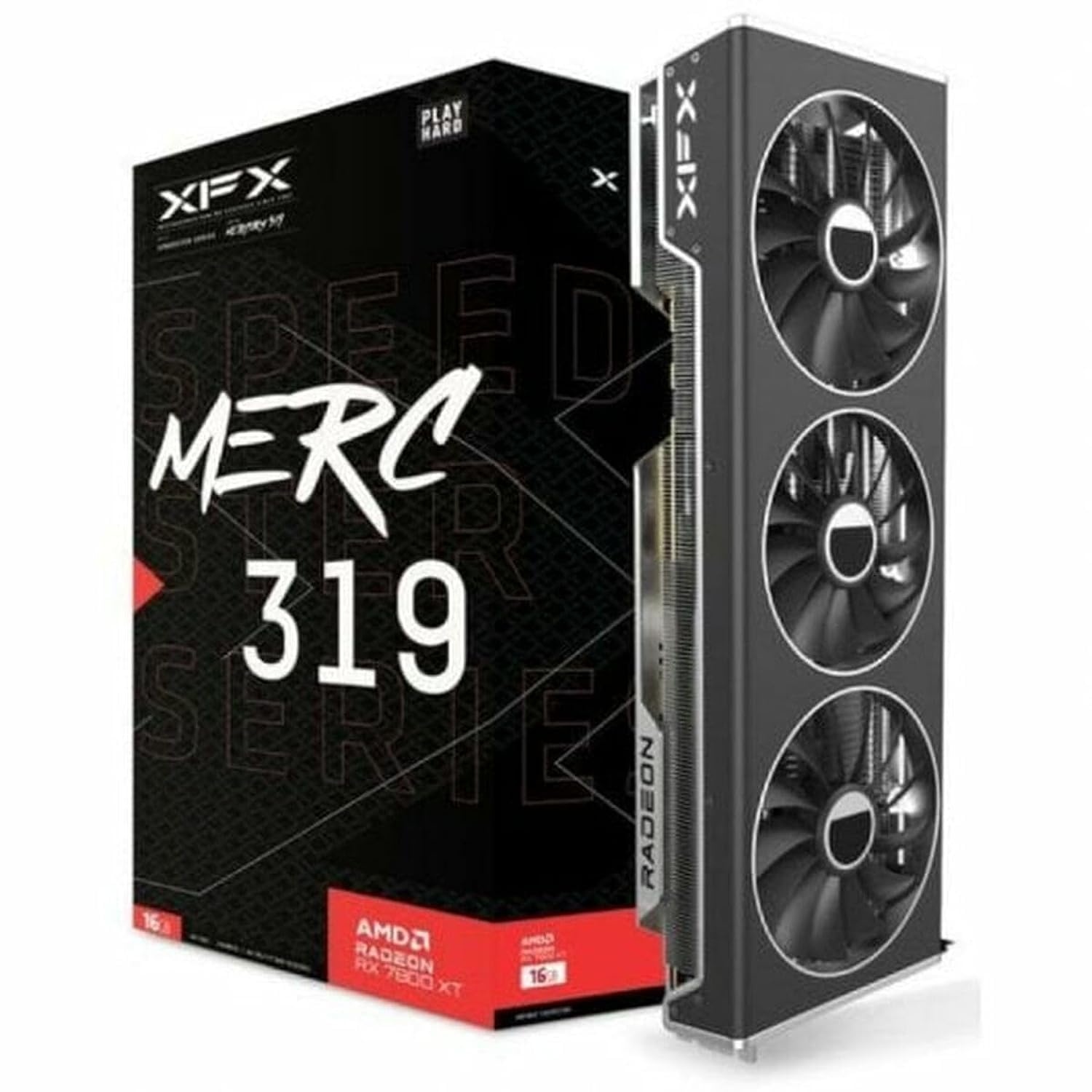 XFX Speedster MERC319 Black Gaming Radeon Gaming Grafikkarte RX 7800 XT 16 GB GDDR6 HDMI 3xDP, AMD RDNATM 3 (RX-78TMERCB90)