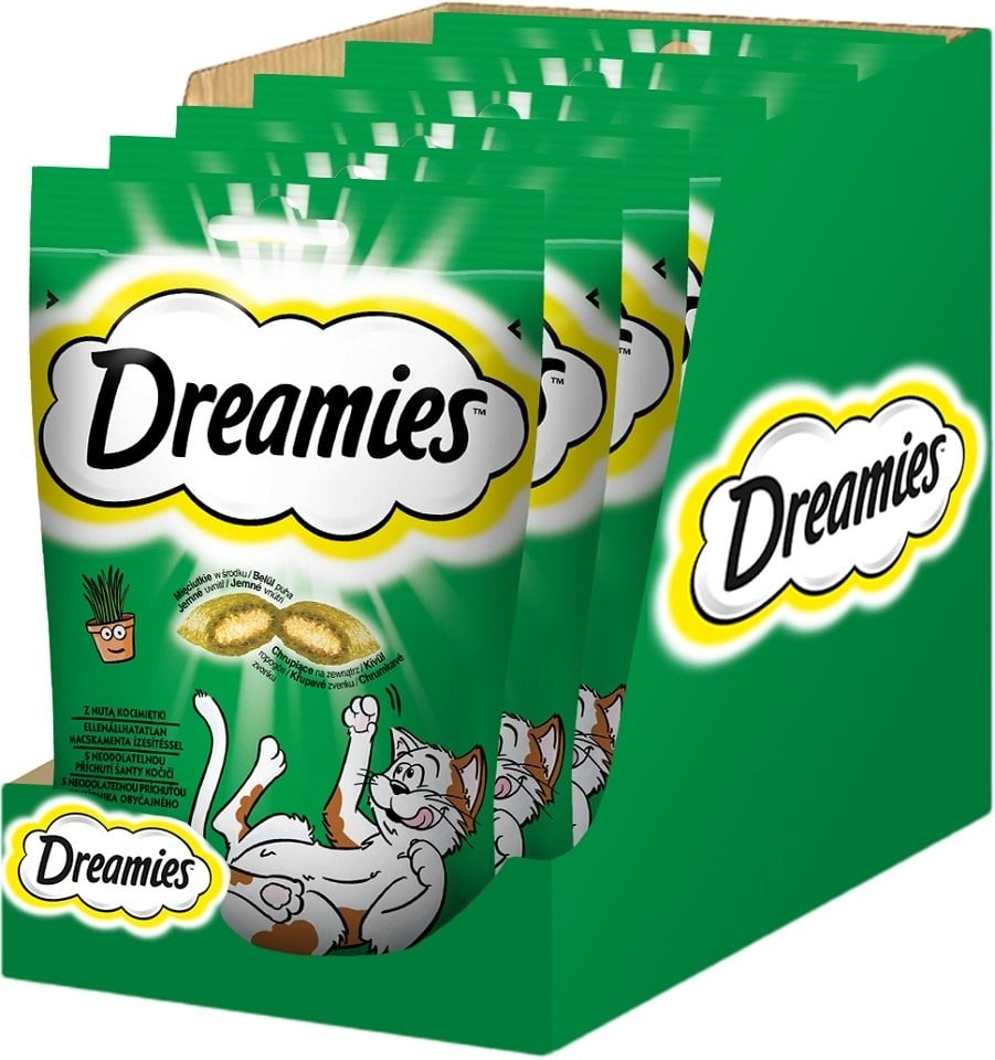 DREAMIES 6x60 g Katzenminze-Leckerli mit einem Hauch von Katzenminze