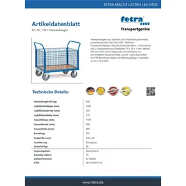 FETRA Vierwandwagen 600 kg