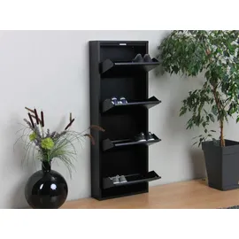 VCM ebuy24 Schuhschrank mit 4 Klappen/ in Metall Schwarz