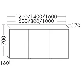 Burgbad Lin20 Spiegelschrank LED-Beleuchtung, 3 Türen, Anschlag links, 1400x700x170mm, SPQK140LF5353, Farbe: Eiche Dekor Urban