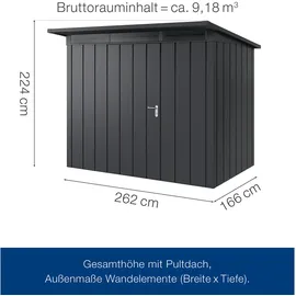 hörmann stauraumsysteme Juno Gerätehaus 2,62 x 1,66 m Anthrazitgrau