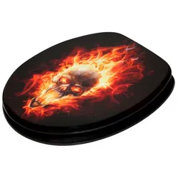 Sanilo WC-Sitz, BxL: 37,7 x 47 cm, Totenkopf in Flammen - braun