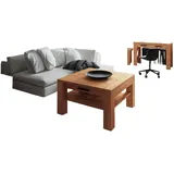 Natur24 Couchtisch Couchtisch Lubic Kernbuche 90x90x53cm mit 1 Schublade und Holzbeinen