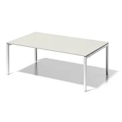 BISLEY Konferenztisch Cito grauweiß, verkehrsweiß rechteckig, 4-Fuß-Gestell weiß, 200,0 x 120,0 x 65,0 - 85,0 cm