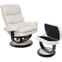 Mendler Relaxsessel HWC-C16 Kunstleder 84 x 107 x 120 cm Creme mit Hocker
