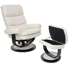 Mendler Relaxsessel HWC-C16 Kunstleder 84 x 107 x 120 cm Creme mit Hocker