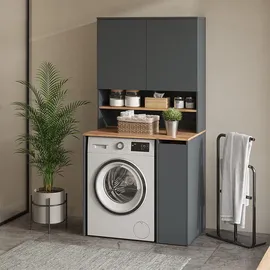 Vicco Waschmaschinenschrank Viktor, mit Regal, Zubehör Waschen - Trocknen