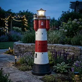 Westerholt Solar Leuchtturm Roter Sand Polyresin 78 cm inkl. LED weiß