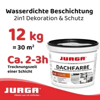 JURGA Dachfarbe Weiß 12kg, Sockelfarbe Fassadenfarbe für Außen, Dachbeschichtung