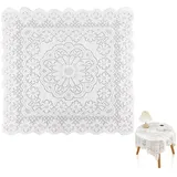 Gsycle Kleine Quadratische Tischdecke, 120 * 120cm Weiße Spitze Vintage Tischdecke oder runder Kaffeetisch Topper Möbel Hochzeit Party Dekorationen