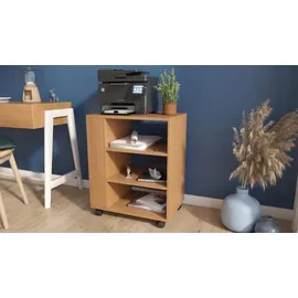 matkam Druckertisch Holzwerkstoff 60x74x40 cm Erle mit Rollen