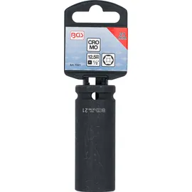 BGS Kraft-Steckschlüssel-Einsatz Sechskant, tief 7221, Antrieb Innenvierkant 12,5 mm (1/2"), SW 21 mm