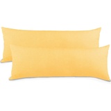 aqua-textil Classic Line Kissenbezug 2er-Set 40 x 145 cm Creme gelb Baumwolle Seitenschläferkissen Bezug Reißverschluss