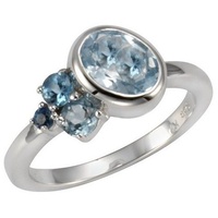 ZEEme Fingerring 925/- Sterling Silber rhodiniert Blautopas 54204363-16,5 weiß + blau)