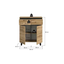 xonox Tomasa 80 x 99 x 36 cm Braun / Schwarz