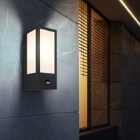 Hauswandlampe Wandleuchte Außenleuchte E27 Bewegungsmelder Garten opal schwarz