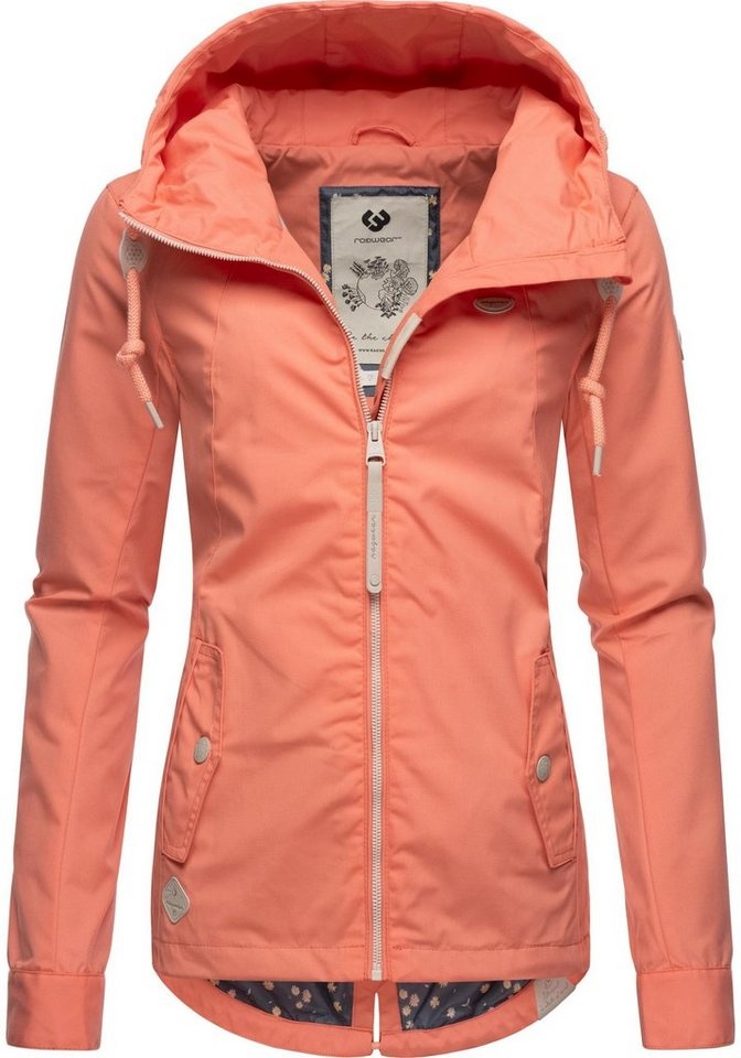 Ragwear Outdoorjacke Monade Übergang stylische Übergangsjacke mit großer Kapuze rosa L (40)