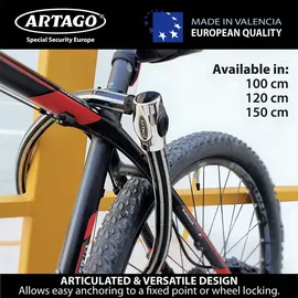 Artago 5310 Gelenkschloss Diebstahlsicherung, Maximale Sicherheit, Motorrad, Roller, Fahrrad, 100 cm
