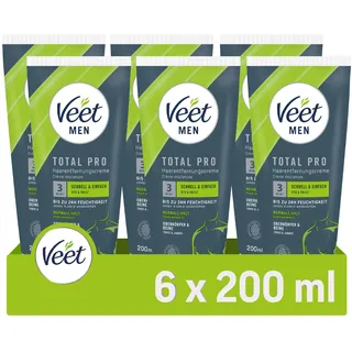 Veet for Men Haarentfernungscreme - Gelcreme - schnelle und effektive Haarentfernung für Männer in nur 5-10 Minuten, 6er Pack (6 x 200 ml)