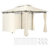 Tectake Gartenpavillon Emine 4 x 3 m inkl. 6 Seitenteile Beige