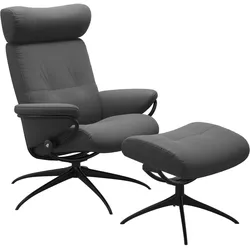 Stressless Sessel | Berlin Batick Grau Matt Schwarz Verstellbare Kopfstütze