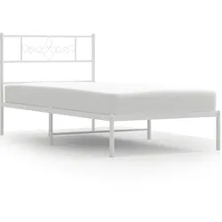 vidaXL Bettgestell mit Kopfteil Metall Weiß 90x200 cm