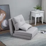 Homcom Schlafsessel 2-in-1 Leinen 60 x 56 x 80 cm Grau mit Kissen