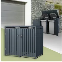 ML-DESIGN Mülltonnenbox Müllbox aus Stahl wetterfest mit Klappdeckel/Tür Mülltonnecontainer, Mülltonnenbox für 2 Tonne 240L 132x80x116,3cm Anthrazit weiß 132 cm x 116.3 cm x 80 cm