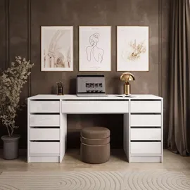lookway Schreibtisch MADA DOUBLE mit Schubladen Weiß