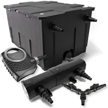 Wiltec Sunsun - Gartenteich, Teichfilter bis 60000 L Teichfilteranlage als Durchlauffilter, NEO10000 Supereco Teichpumpe 10000l/h 80w, Cuv-218 Teichklärer Uvc Klärer mit 18w, Y-verteiler