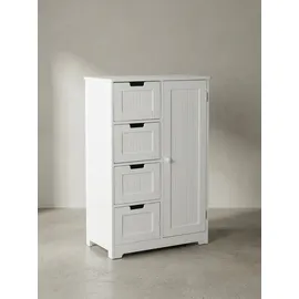 KADIMA DESIGN Badschrank im Landhausstil mit 4 Schubladen und Stauraum, MDF, weiß matt lackiert