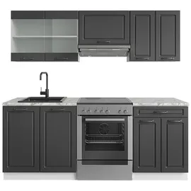 Vicco Küchenzeile R-Line 200 cm Anthrazit/Weiß