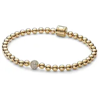 Pandora Kugeln & Pavé Armband aus Sterling Silber mit 14 Karat vergoldeter Metalllegierung Zirkonia 568342C01-17 Größe 17 cm