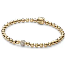 Pandora Kugeln & Pavé Armband aus Sterling Silber mit 14 Karat vergoldeter Metalllegierung Zirkonia 568342C01-17 Größe 17 cm