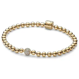 Pandora Kugeln & Pavé Armband aus Sterling Silber mit 14 Karat vergoldeter Metalllegierung Zirkonia 568342C01-17 Größe 17 cm