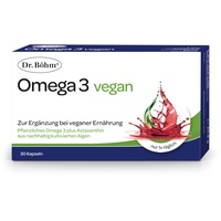 Dr. Böhm Omega 3 vegan, 30 Kapseln: Basisversorgung bei pflanzlicher Ernährung, mit Omega-3 & Astaxanthin, Nahrungsergänzung für Vegetarier & Veganer