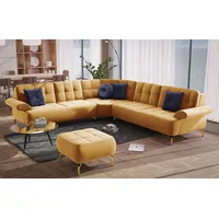 sit&more Ecksofa »Orient 1 L-Form«, inkl. 4 Zierkissen mit Strass-Stein, goldfarbene Metallfüße