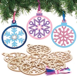 Schneeflocken Holzkugel Dekorationen (pro Set 10) Bastelaktivitäten zu Weihnachten