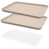 2 unzerbrechliche Serviertabletts aus, ideal für Abendessen, Teetablett, Betttablett, Bartablett, Frühstückstablett Essenstablett (beige)