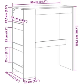 vidaXL Bartisch mit Regal Artisan-Eiche 90x40x103,5 cm Holzwerkstoff