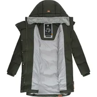 Ragwear wasserdichter Damen Wintermantel warmer Steppmantel lang mit Kapuze Pavla Intl Dark Olive22 Gr. L - L