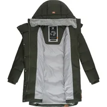 Ragwear wasserdichter Damen Wintermantel warmer Steppmantel lang mit Kapuze Pavla Intl Dark Olive22 Gr. L - L