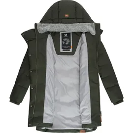 Ragwear wasserdichter Damen Wintermantel warmer Steppmantel lang mit Kapuze Pavla Intl Dark Olive22 Gr. L - L
